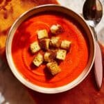 Creamy Tomato Soup with Buttery Croutons Recipe