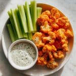 Crispy Buffalo Cauliflower Wings with Ranch Dipping Sauce Recipe