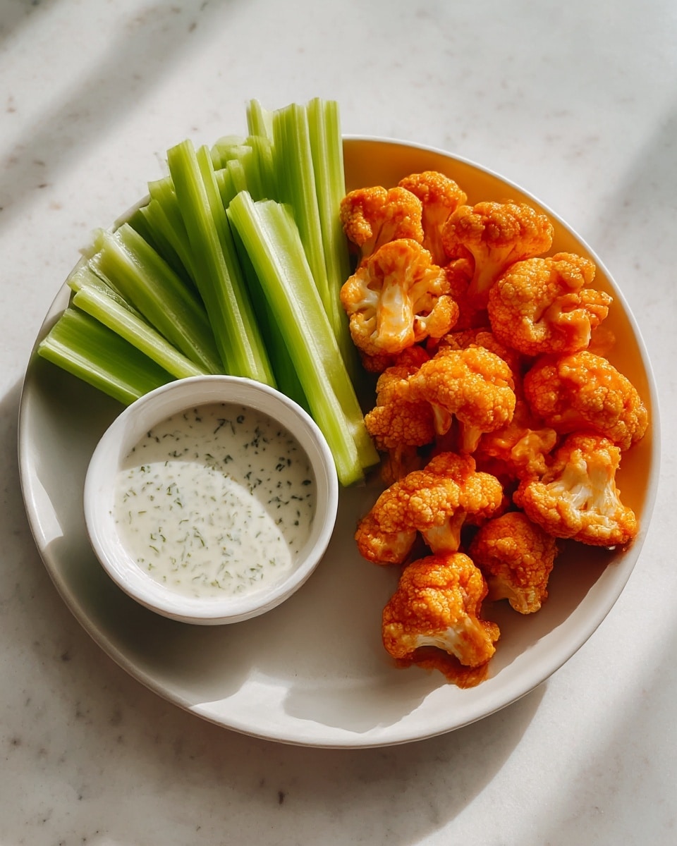 Crispy Buffalo Cauliflower Wings with Ranch Dipping Sauce Recipe - Recipe Image