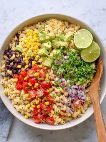 Bean Pasta Salad with Lime, Black Beans, and Fresh Vegetables Recipe