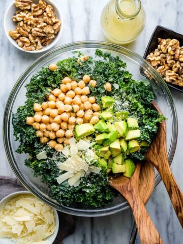 Lemon Kale Salad with Chickpeas, Avocado, and Walnuts Recipe