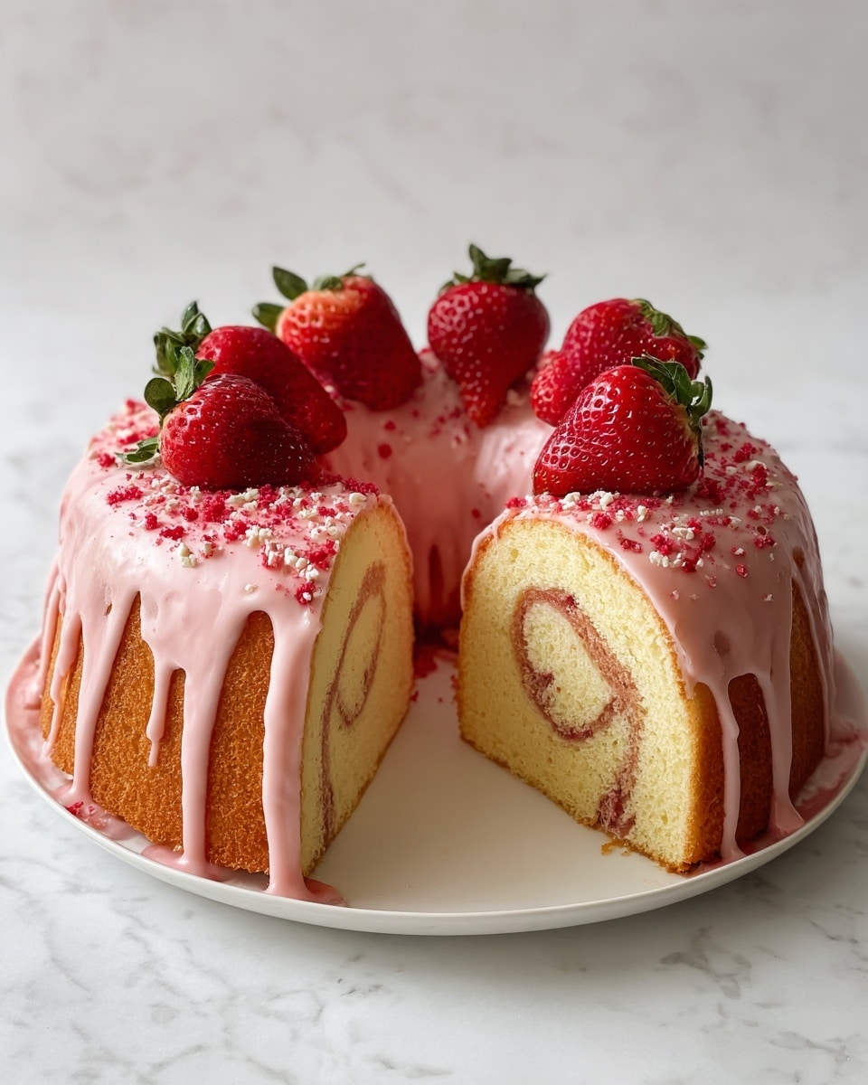 Strawberry Swirl Cheesecake Bundt Cake Recipe - Recipe Image